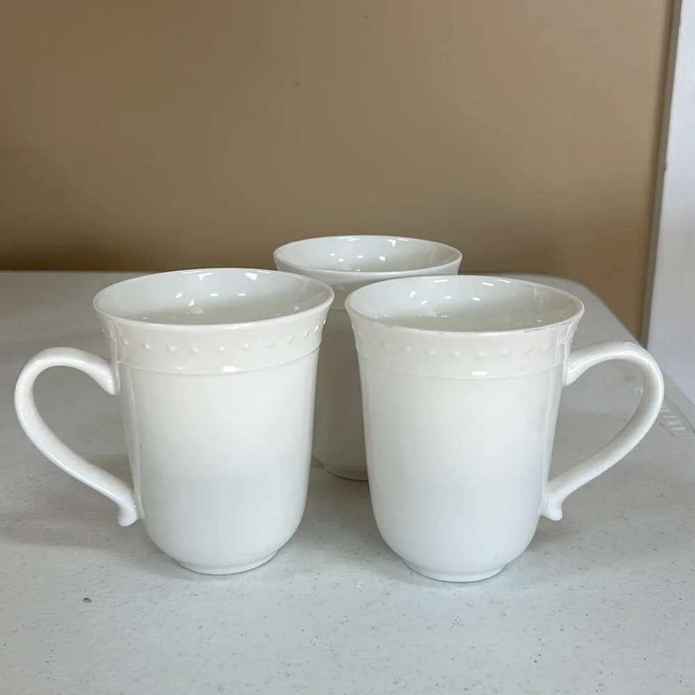 Pier 1 white Elexa Mugs / Cup Set of three